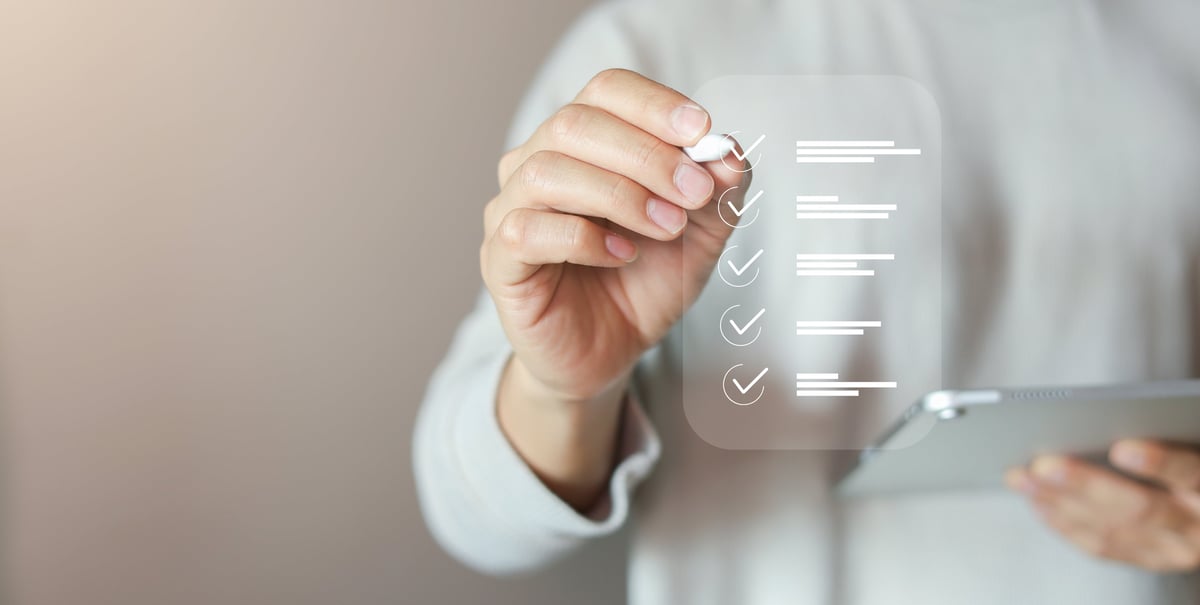 A checklist being reviewed to assess care needs and quality of support