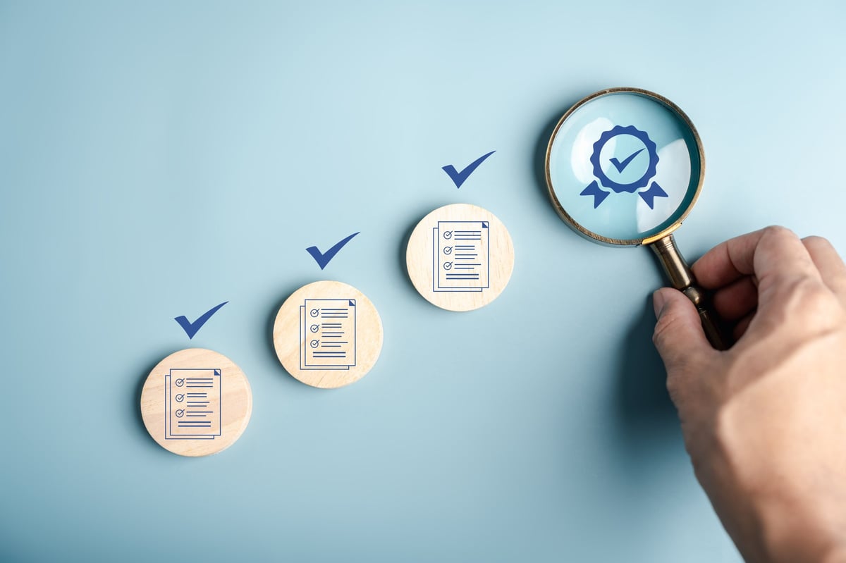 A certificate approval checklist representing careful verification and quality assurance
